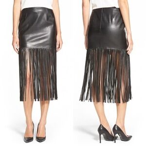 Trouve Faux Leather Fringe Skirt